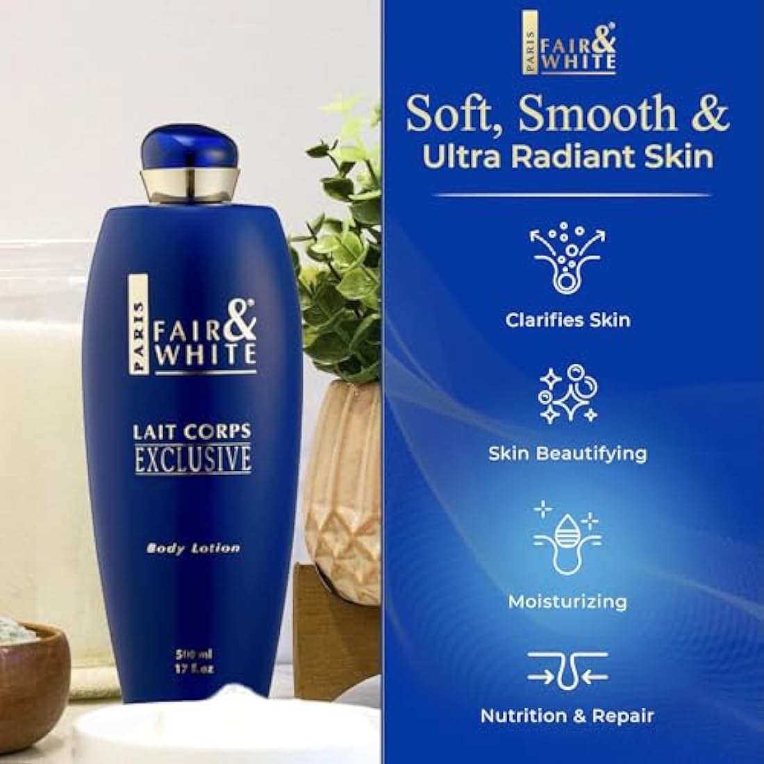 Fair & White Exclusive Brightening Body Lotion with Alpha Arbutin - 500ml