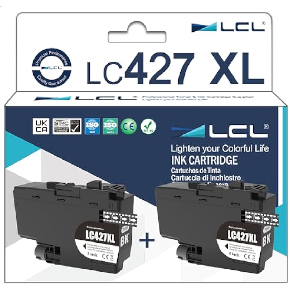 LCL LC-427XL Black High Capacity Ink Cartridges for Brother (2-Pack)