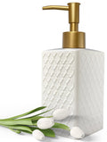 White Ceramic Soap Dispenser – Retro Square Lotion Pump, 350ml