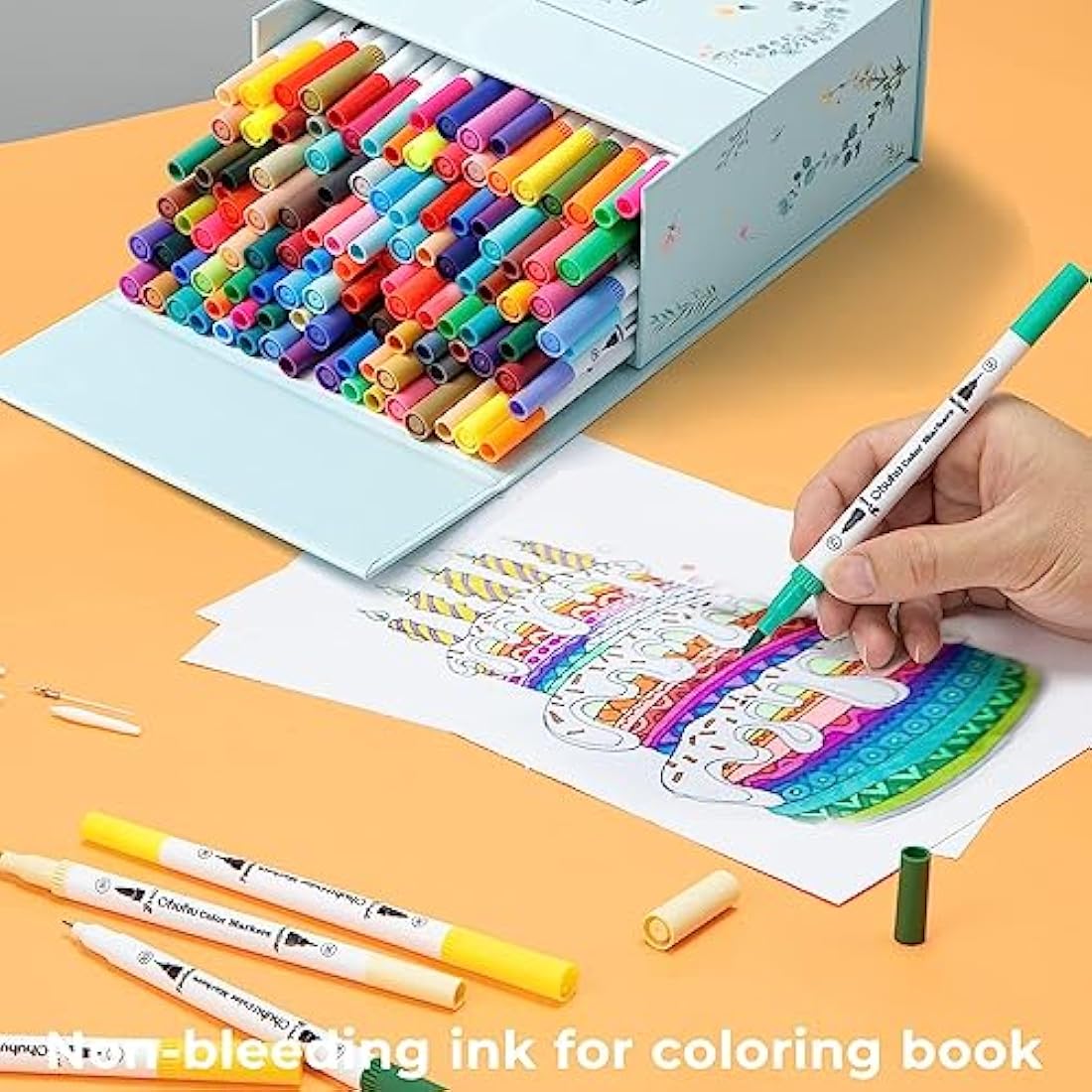 Ohuhu 120 Dual Tip Brush Markers – Maui Series Art Pens with Case
