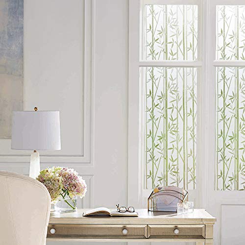 Finnez Bamboo Frosted Privacy Window Film - Static Cling Glass, 90x400cm
