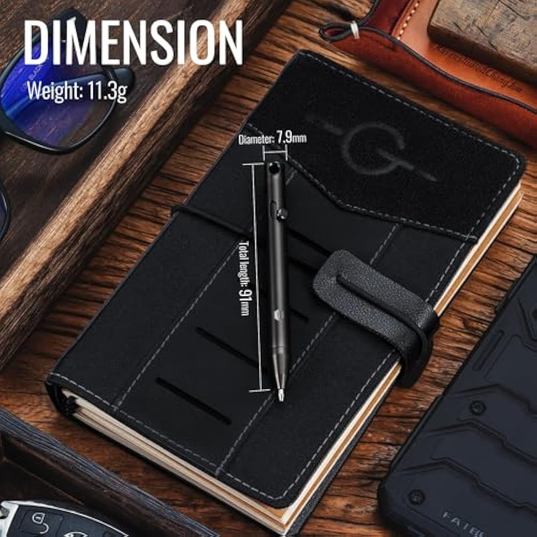 KeyUnity Titanium Retractable Keychain EDC Pocket Pen | PVD Black