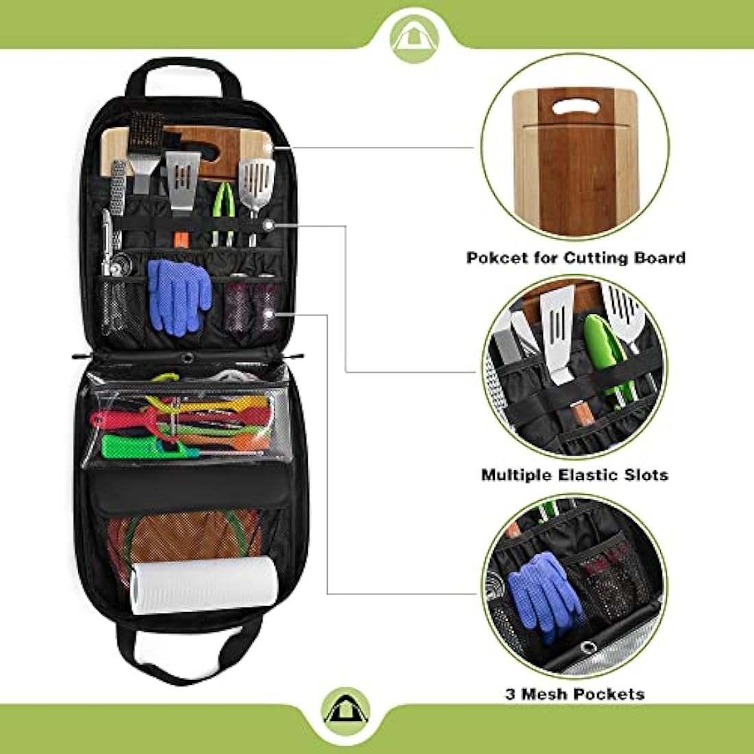 HODRANT Camp Kitchen Utensil Organizer Bag with Paper Towel Holder