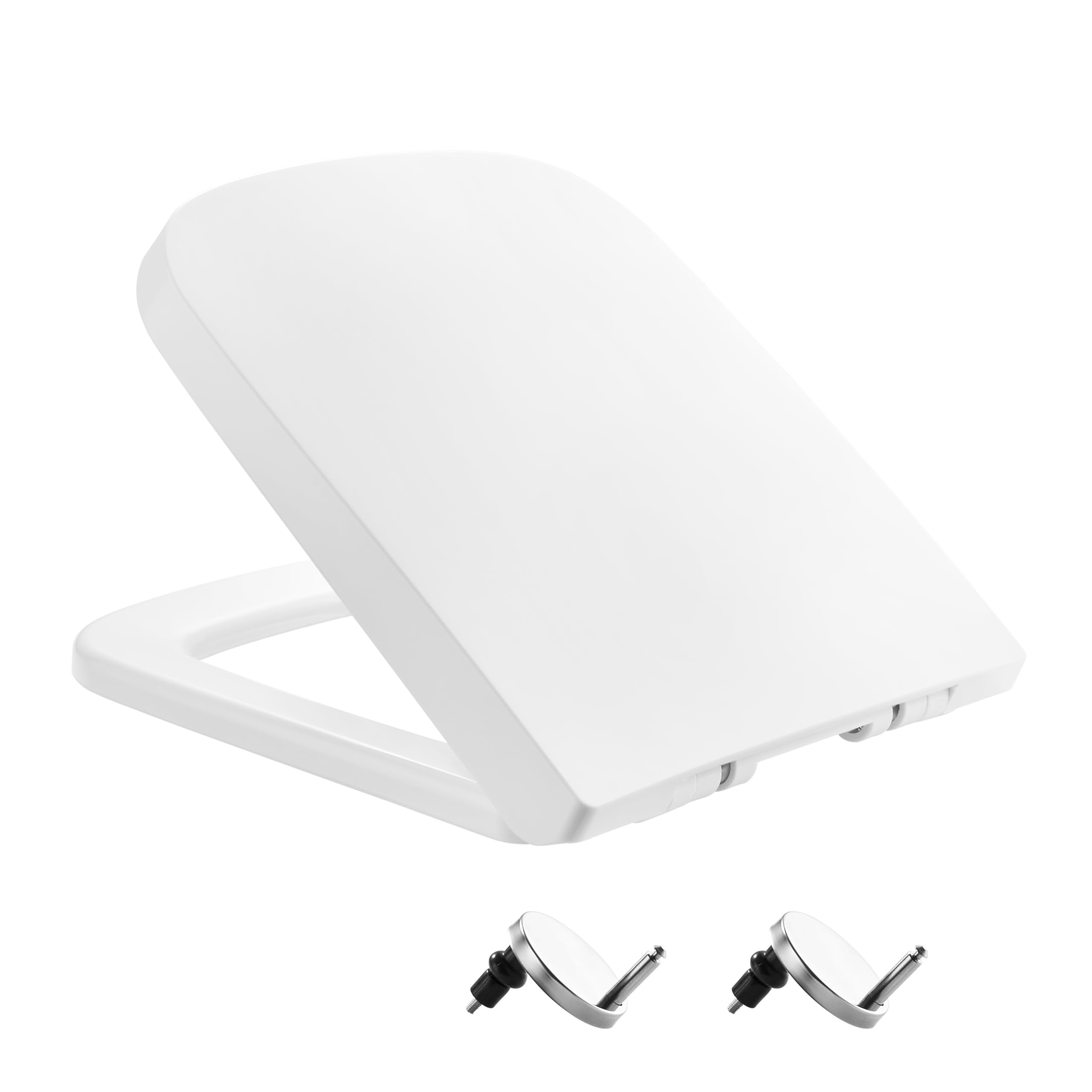 Square Toilet Seat – White Soft Close with Quick Release