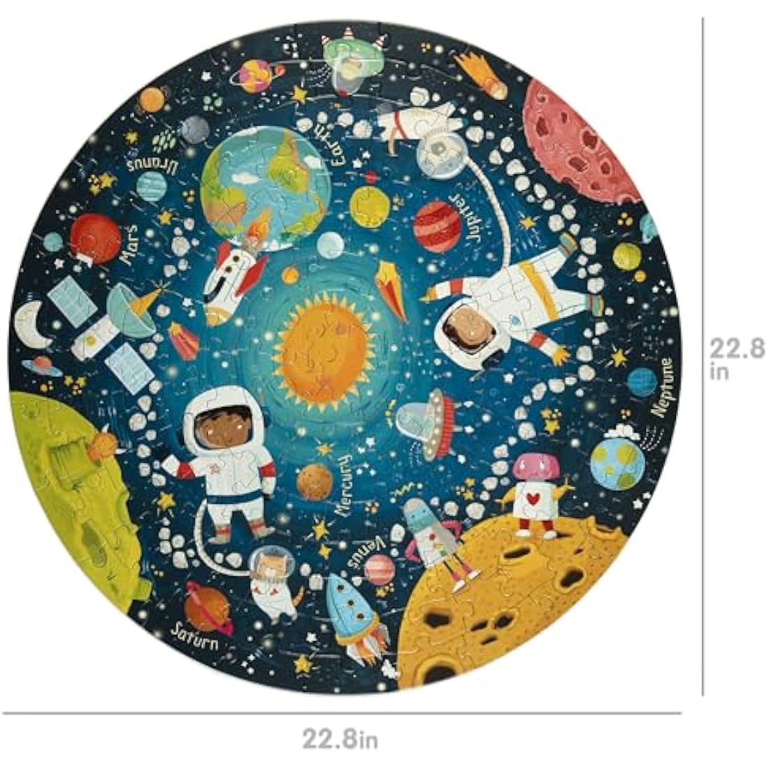 Boppi 150 Piece Round Space Jigsaw Puzzle for Kids – Recycled Card