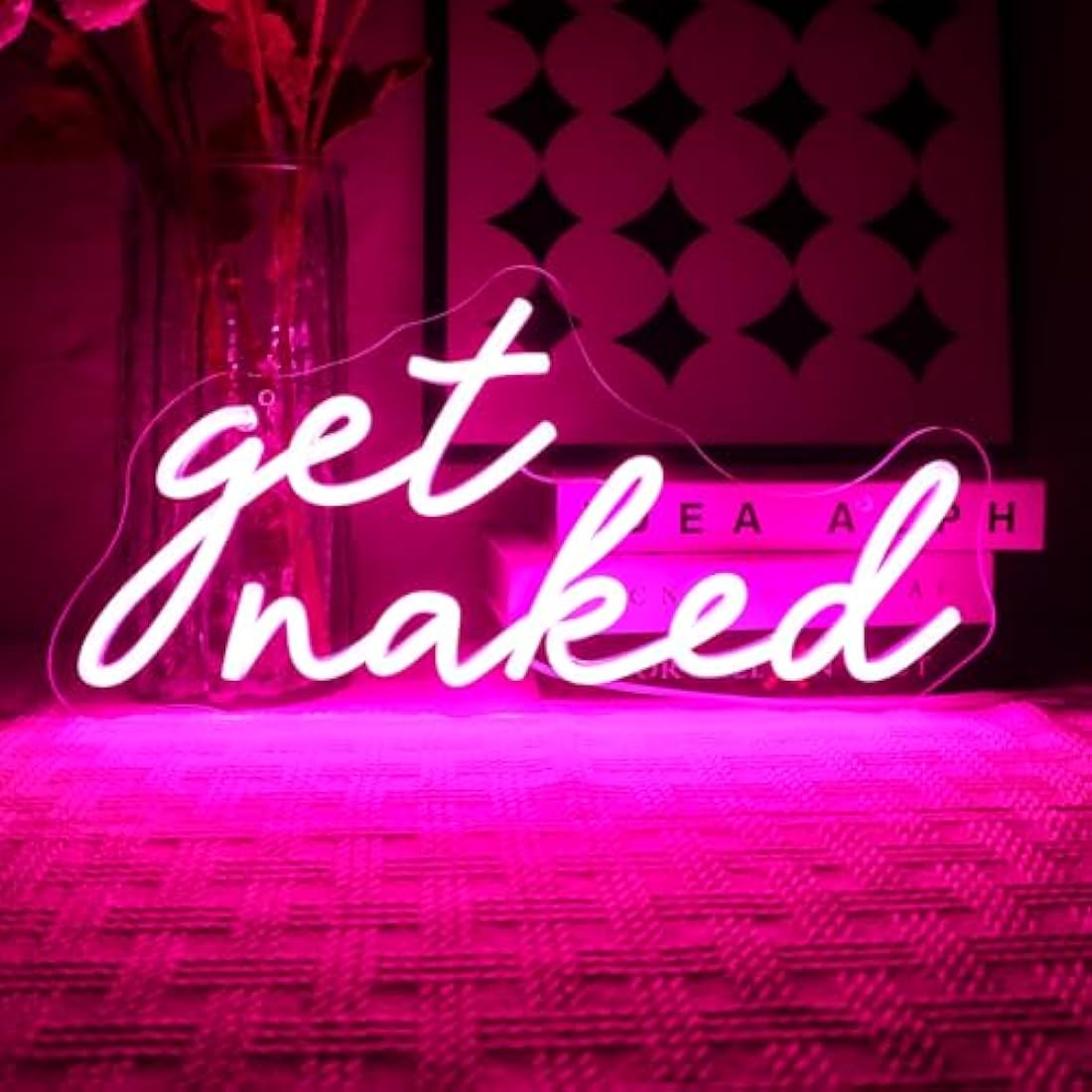 Get Naked Neon Sign – Pink LED Wall Art for Bedroom & Bar