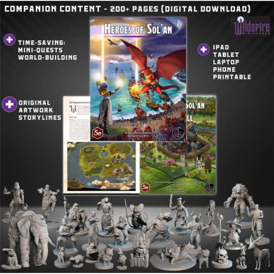 Wildspire Heroes & Troll King DND Miniatures | 29 Unpainted 28mm Figures