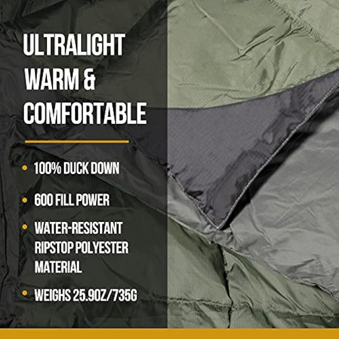 OneTigris Down Camping Blanket | Lightweight Packable Puffy Quilt