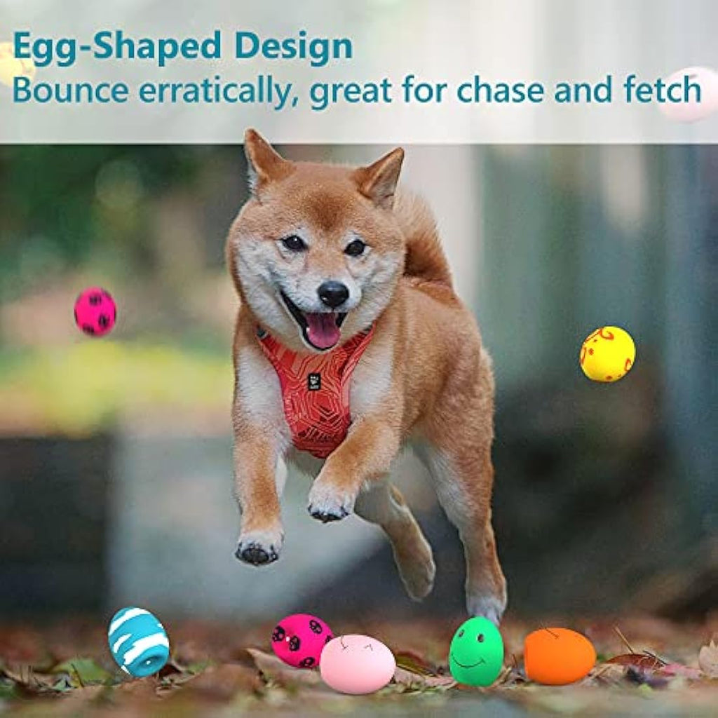 Jolof Store Dog Squeaky Toy – 3 Pack Latex Bouncy Egg Balls for Puppies