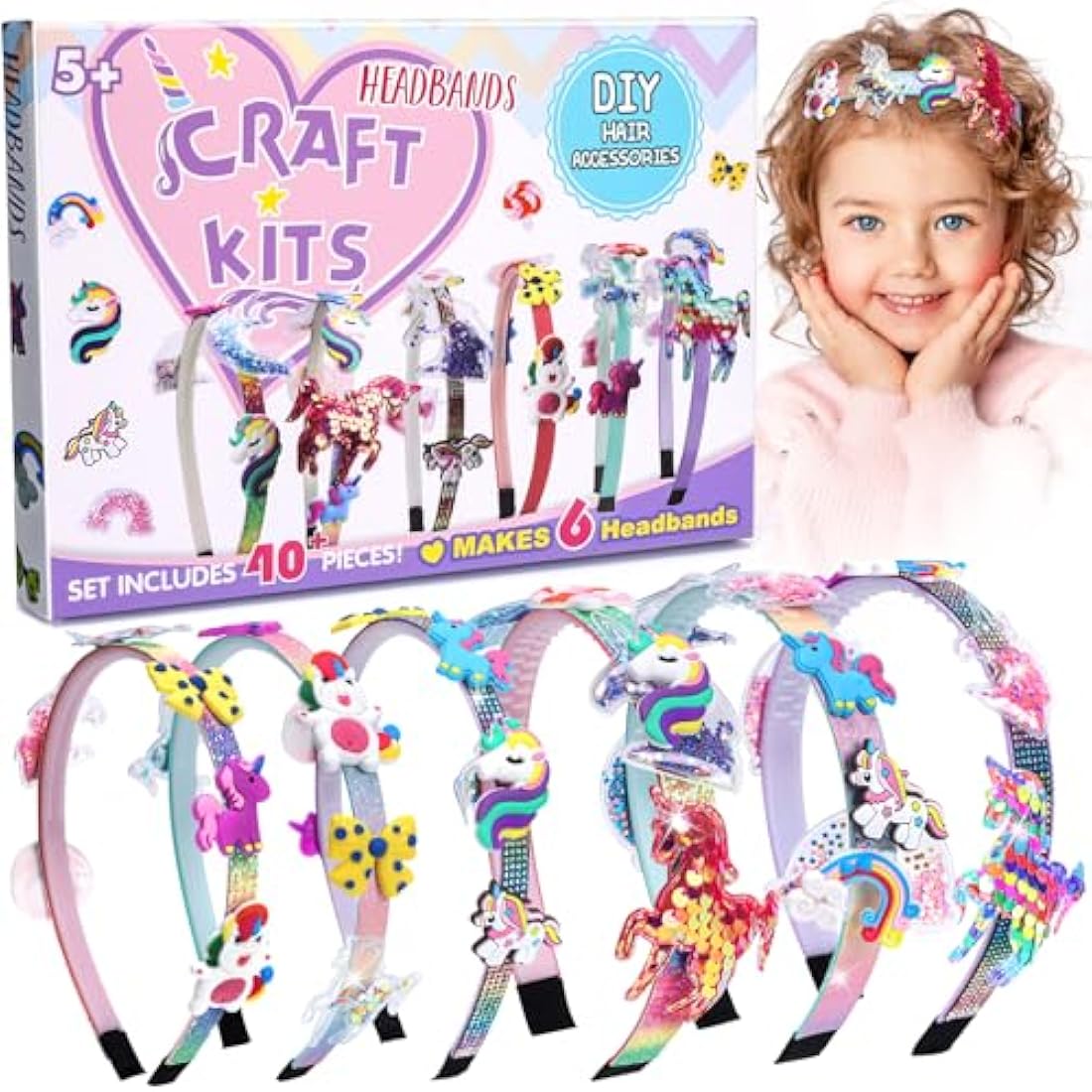 Unicorn DIY Hair Accessories Craft Kit for Girls Ages 6-12