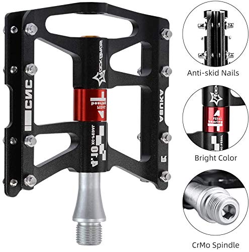 ROCKBROS Mountain Bike Pedals | 9/16" Aluminum Alloy 4-Bearing Flat Pedals