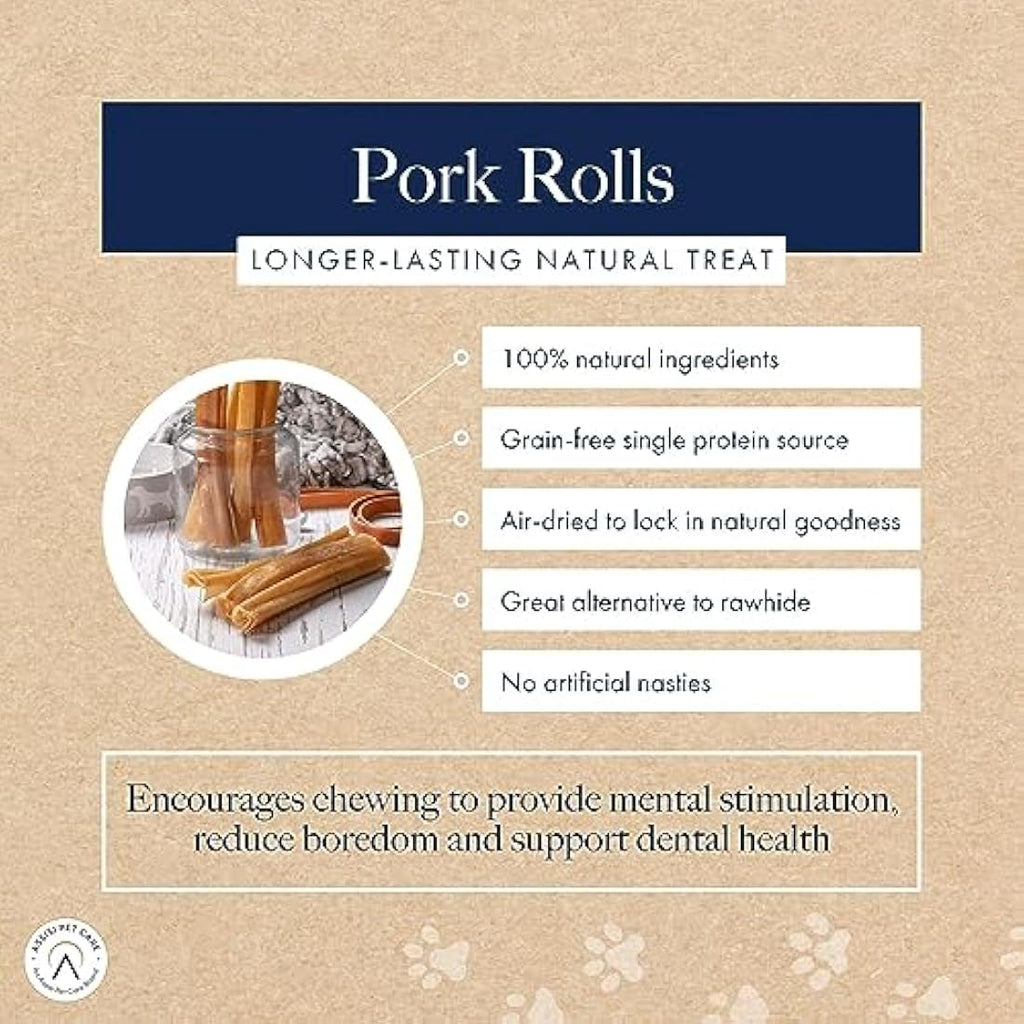 Hollings Pork Rolls Natural Dog Treats – Grain Free Dental Chews (60 Pack)