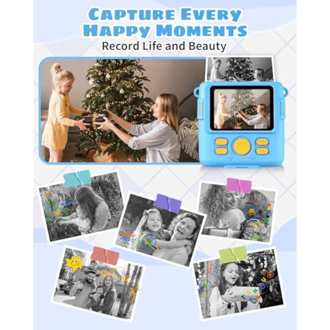 YKSLEMON Kids Instant Print Camera - 1080P Digital Camera with 32GB SD - Blue