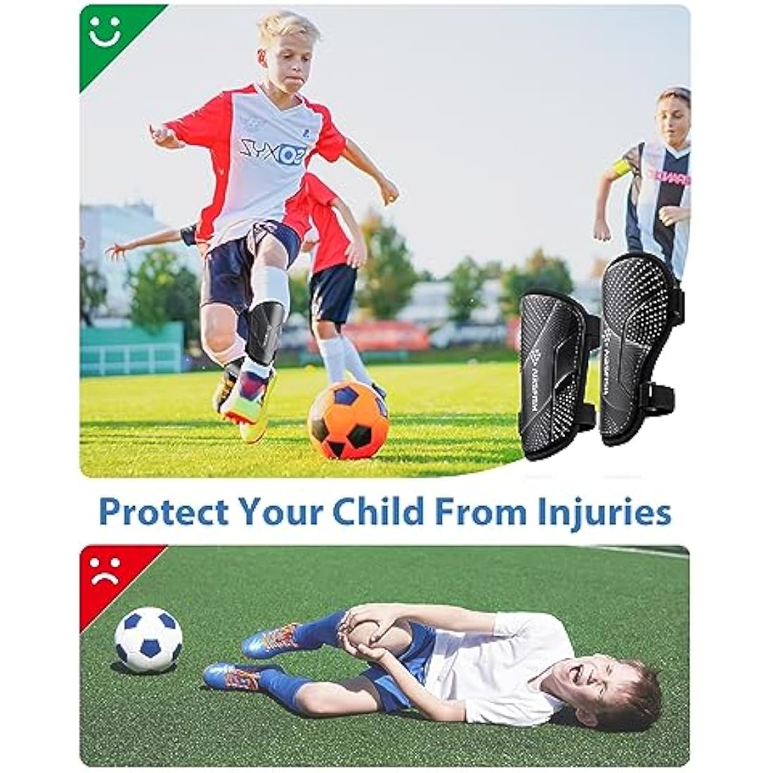 AirsFish Kids Football Shin Guards – CE Certified Soccer Shin Pads