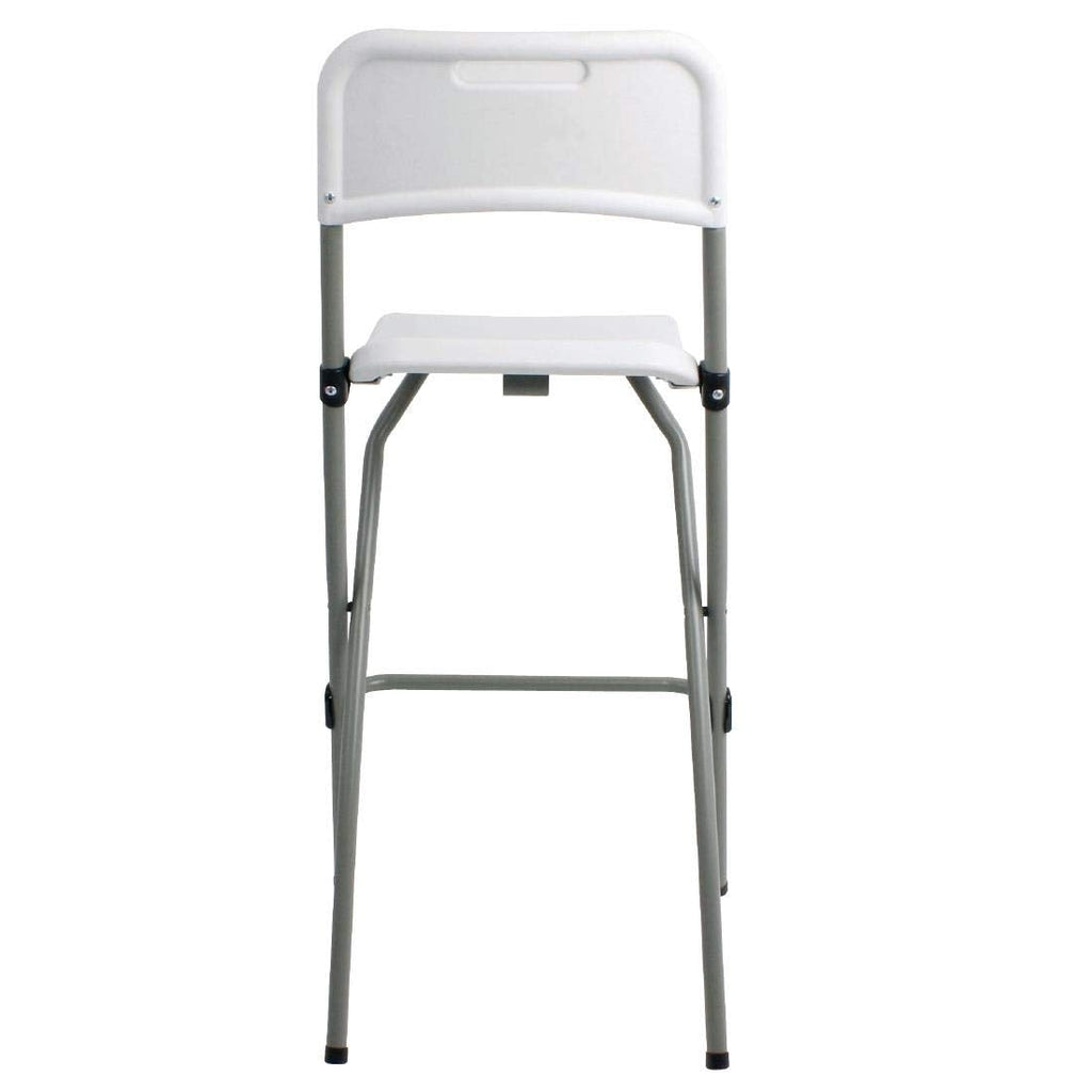 Bolero Folding High Stools Steel Frame Plastic Seat, Pack of 2, White - image 2