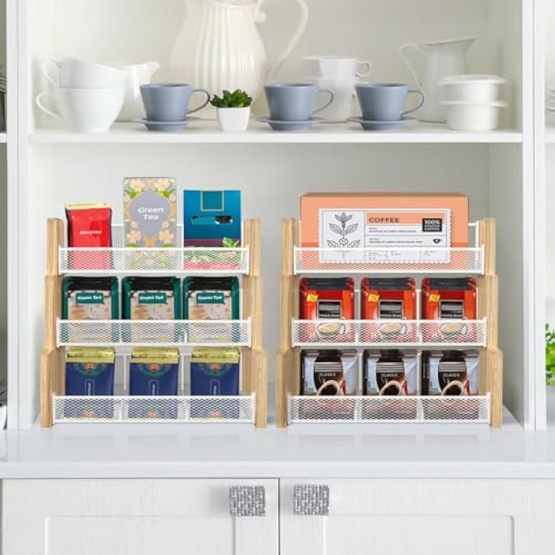 THYGIFTREE 3-Tier Wood Tea Bag Organizer | 180 Bag Kitchen Storage