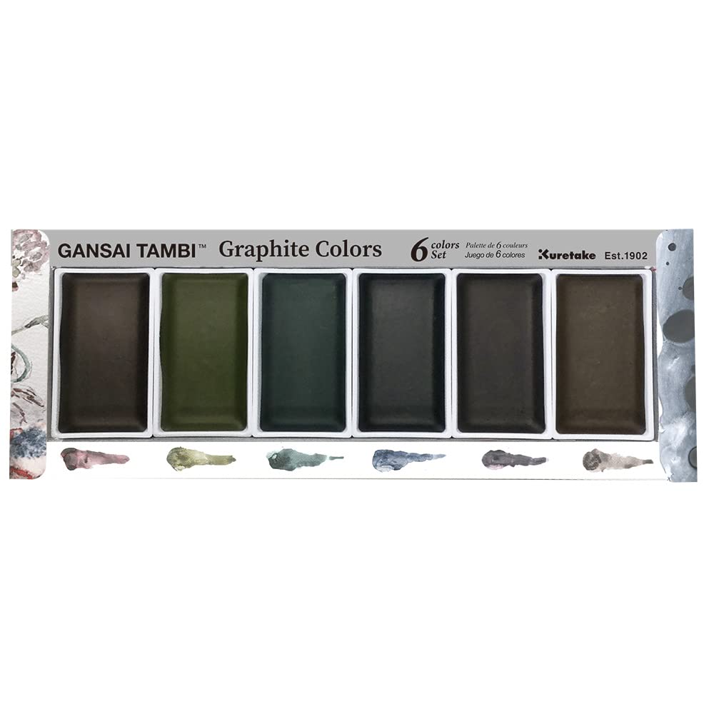 Kuretake Gansai Tambi Graphite Watercolor Paint Set | 6 Colors