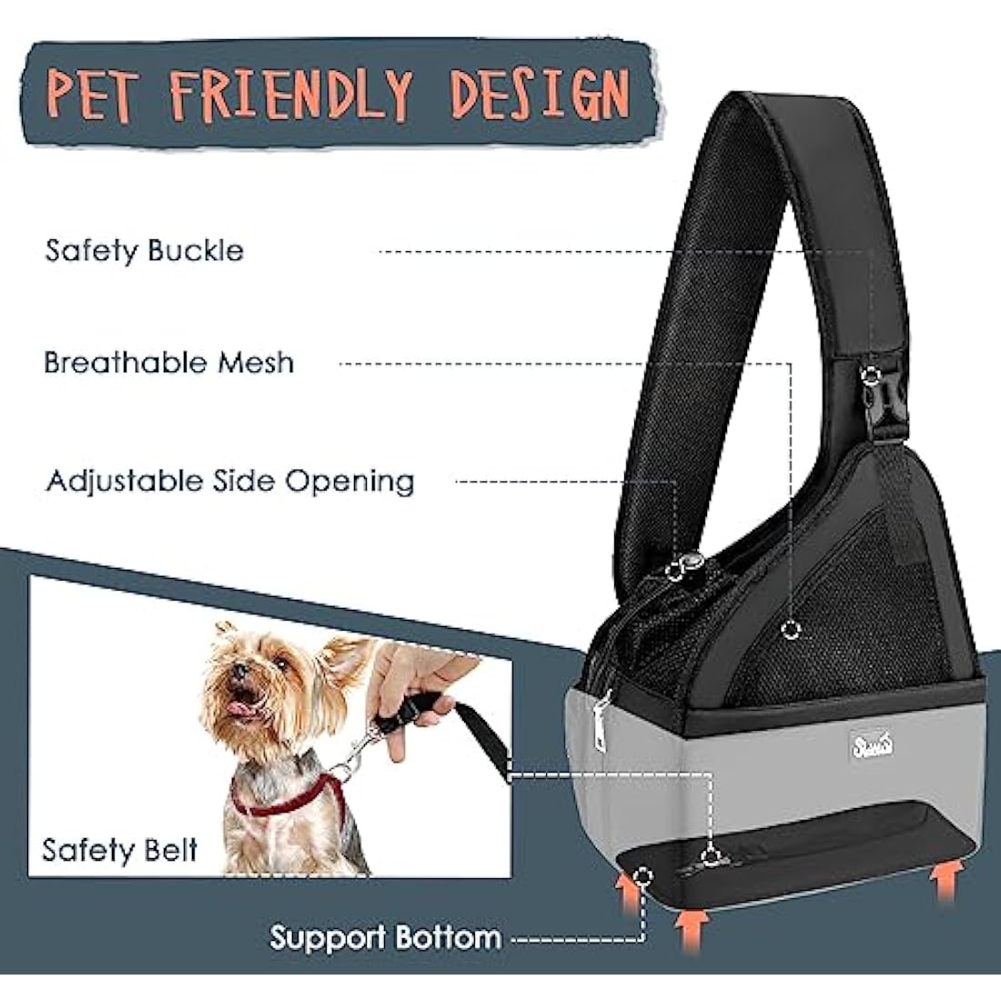 Eyein Pet Sling Carrier – Small Dog & Cat Travel Bag with Hard Bottom