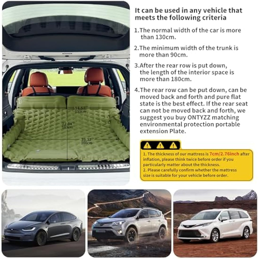 ONTYZZ SUV Car Inflatable Mattress – 2 Person Self Inflating Bed with Pump