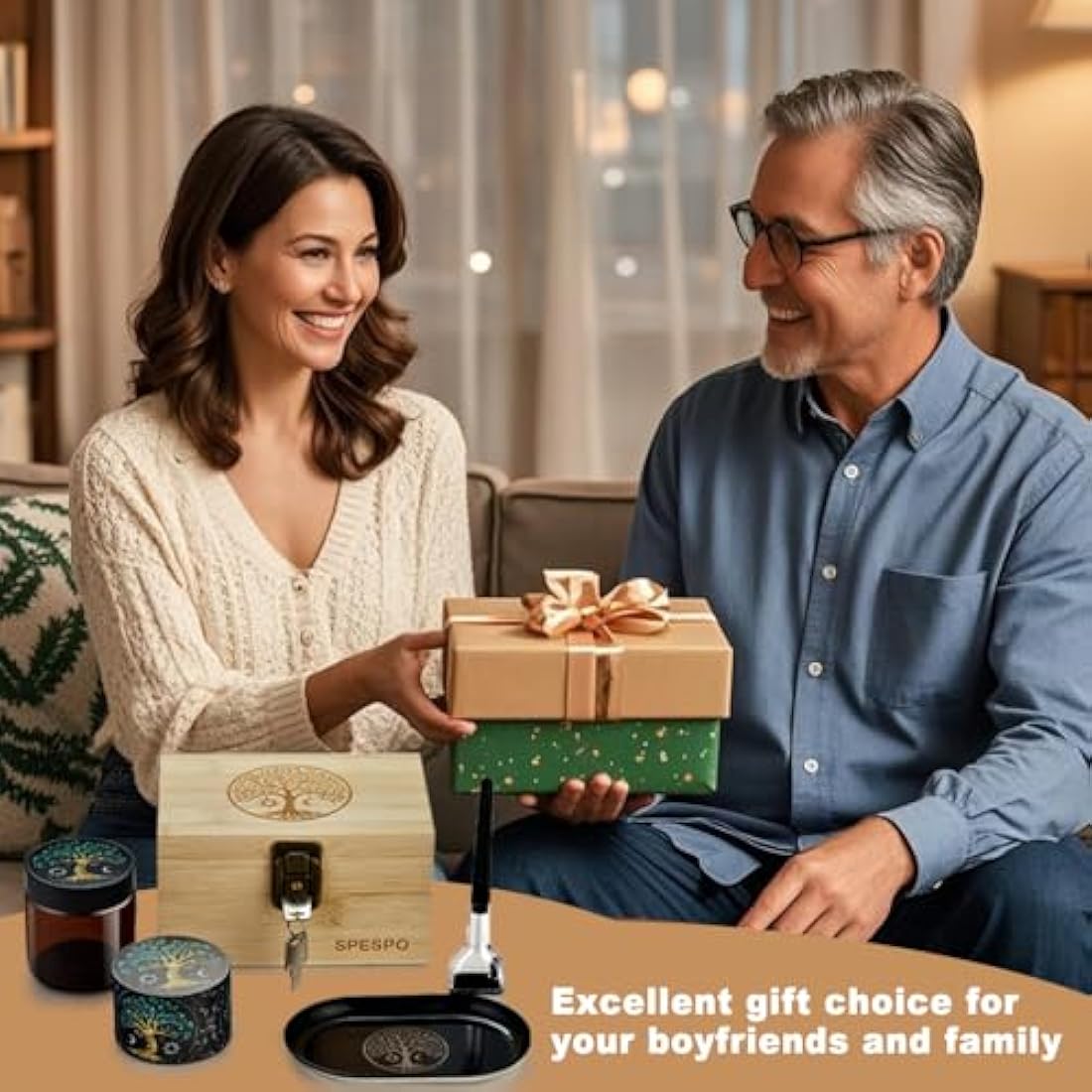 Bamboo Herb Grinder Set | 5-Piece Lockable Gift Box Kit