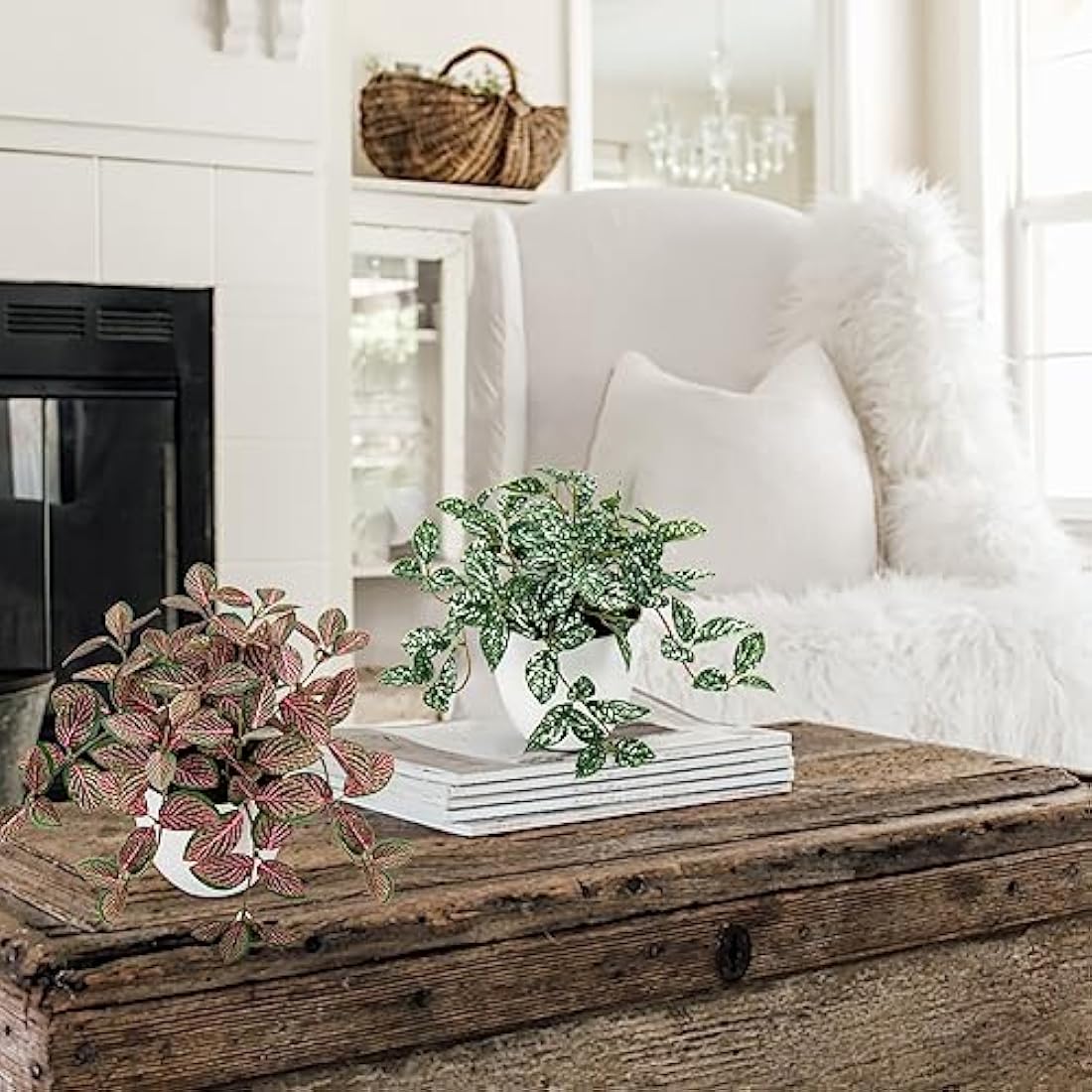 Small Artificial Potted Plants - Set of 2 Faux Indoor Greenery