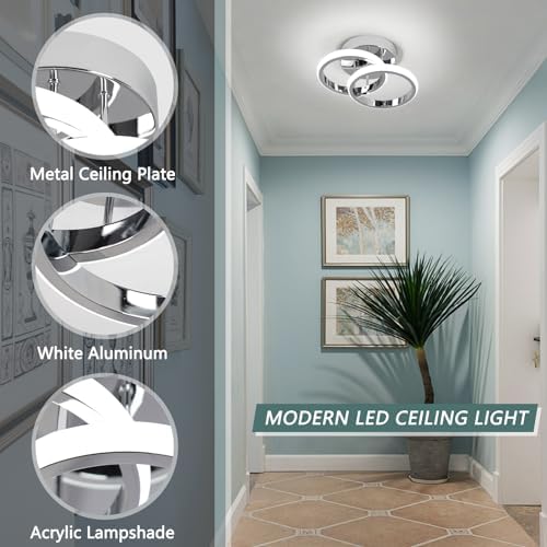 EIDISUNY Modern LED Ceiling Light – 22W Cool White 6000K Chrome Fixture