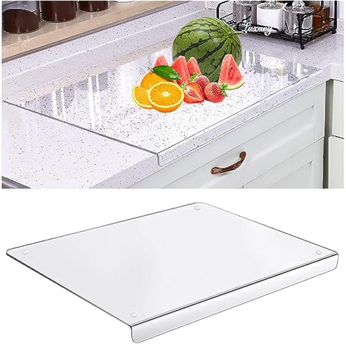 Acrylic Cutting Board | 5mm Clear Countertop Protector with Lip