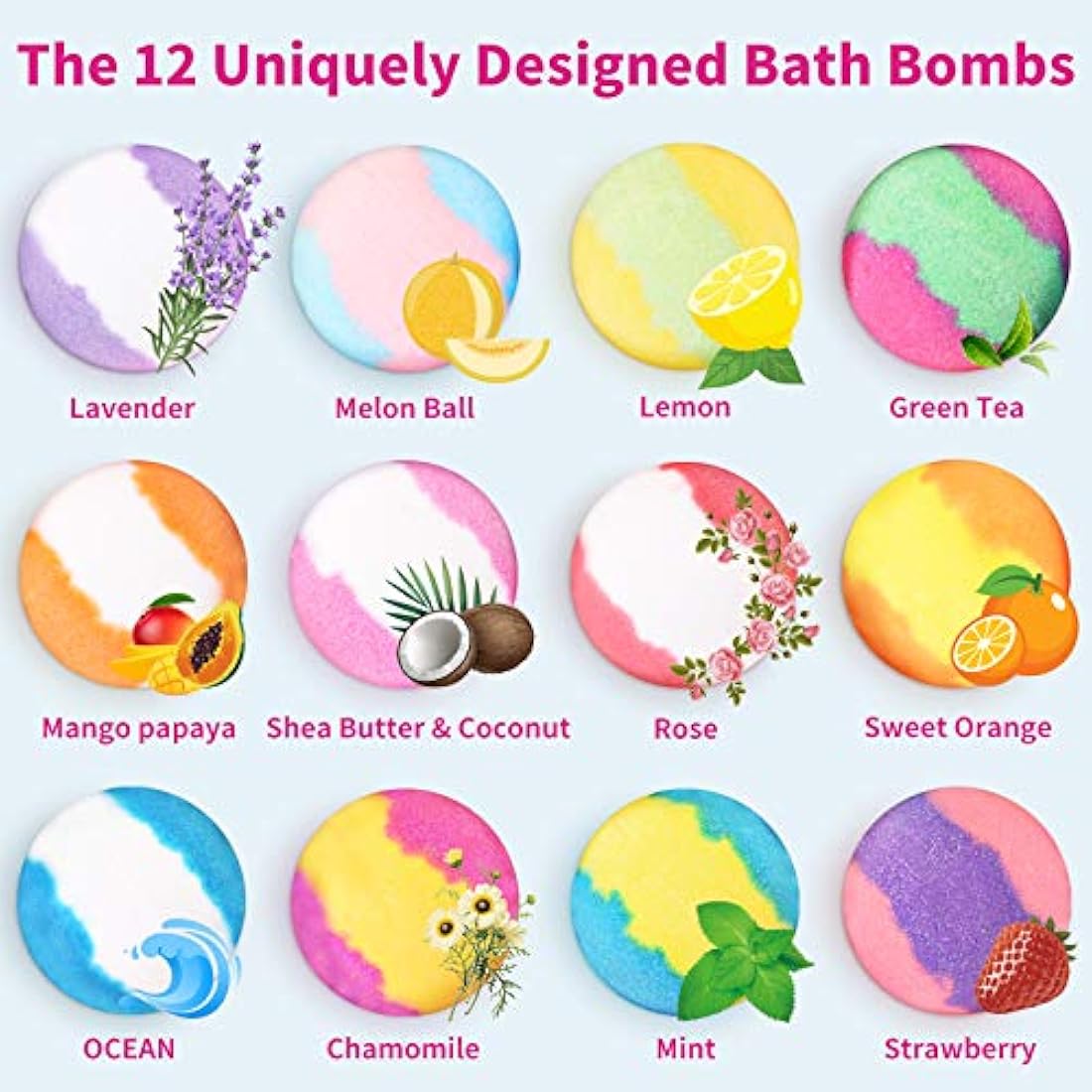 Jolof Store 12-Piece Organic Bath Bombs Gift Set | Vegan & Essential Oils