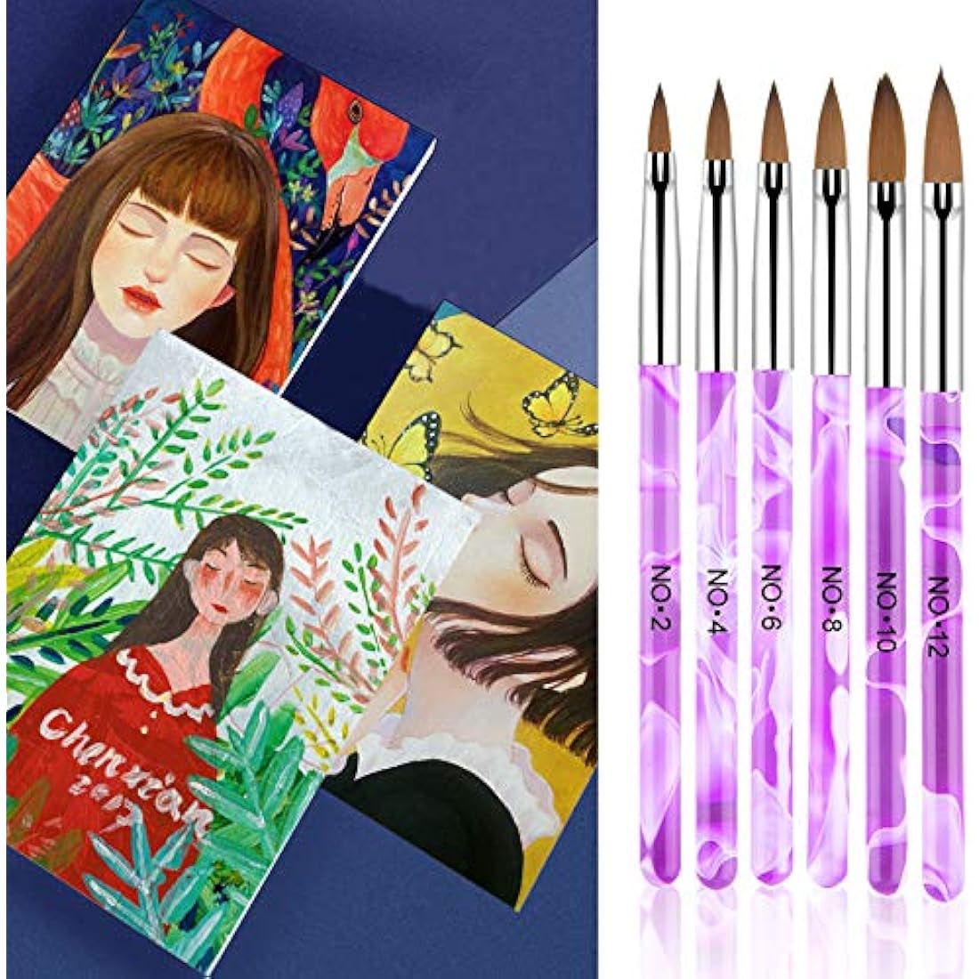 Makartt 6-Piece Nail Art Brush Set | UV Gel & Acrylic Builder Brushes