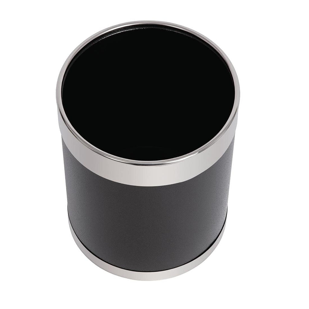 Bolero Mitre Black Leather Effect Waste Paper Bin - 10.2L Steel