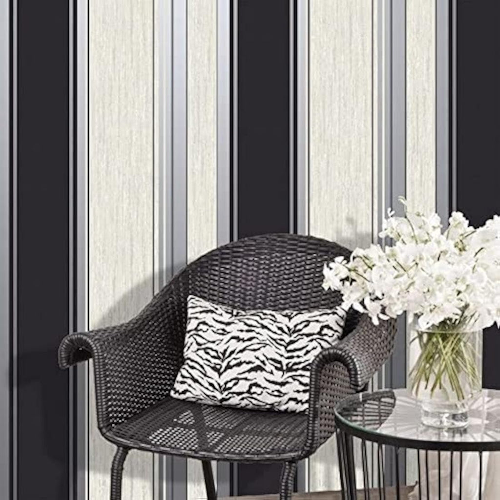 Synergy Stripe Grey Modern Wallpaper Wall Covering M0853