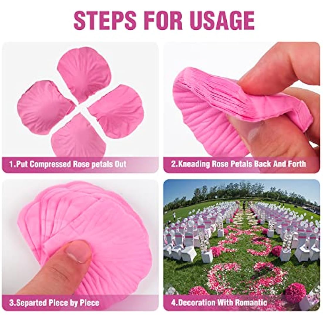 Jolof Store 2300pcs Pink Artificial Silk Rose Petals for Wedding Decor