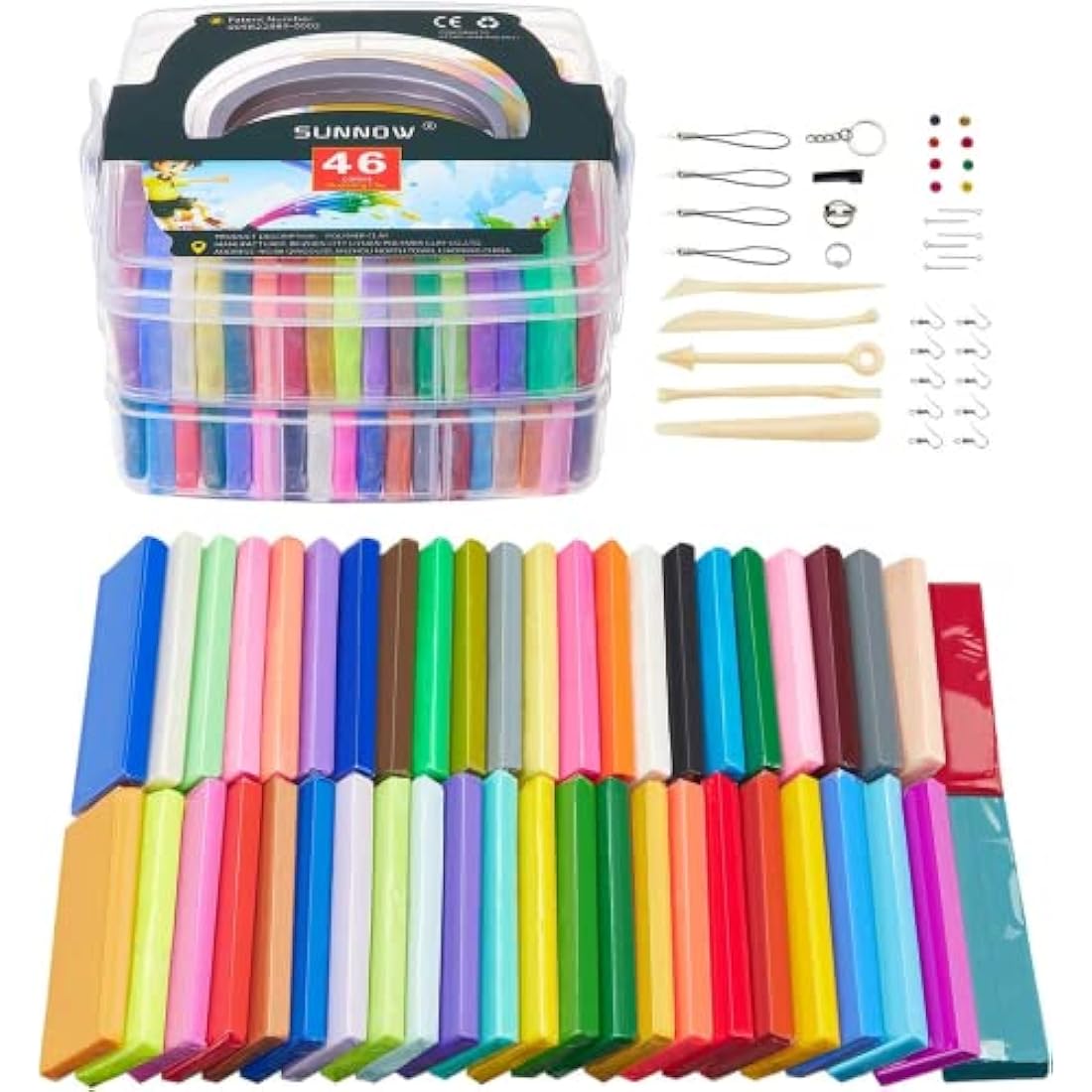 SUNNOW Polymer Clay Set – 46 Colors Modelling Kit for Kids DIY Crafts