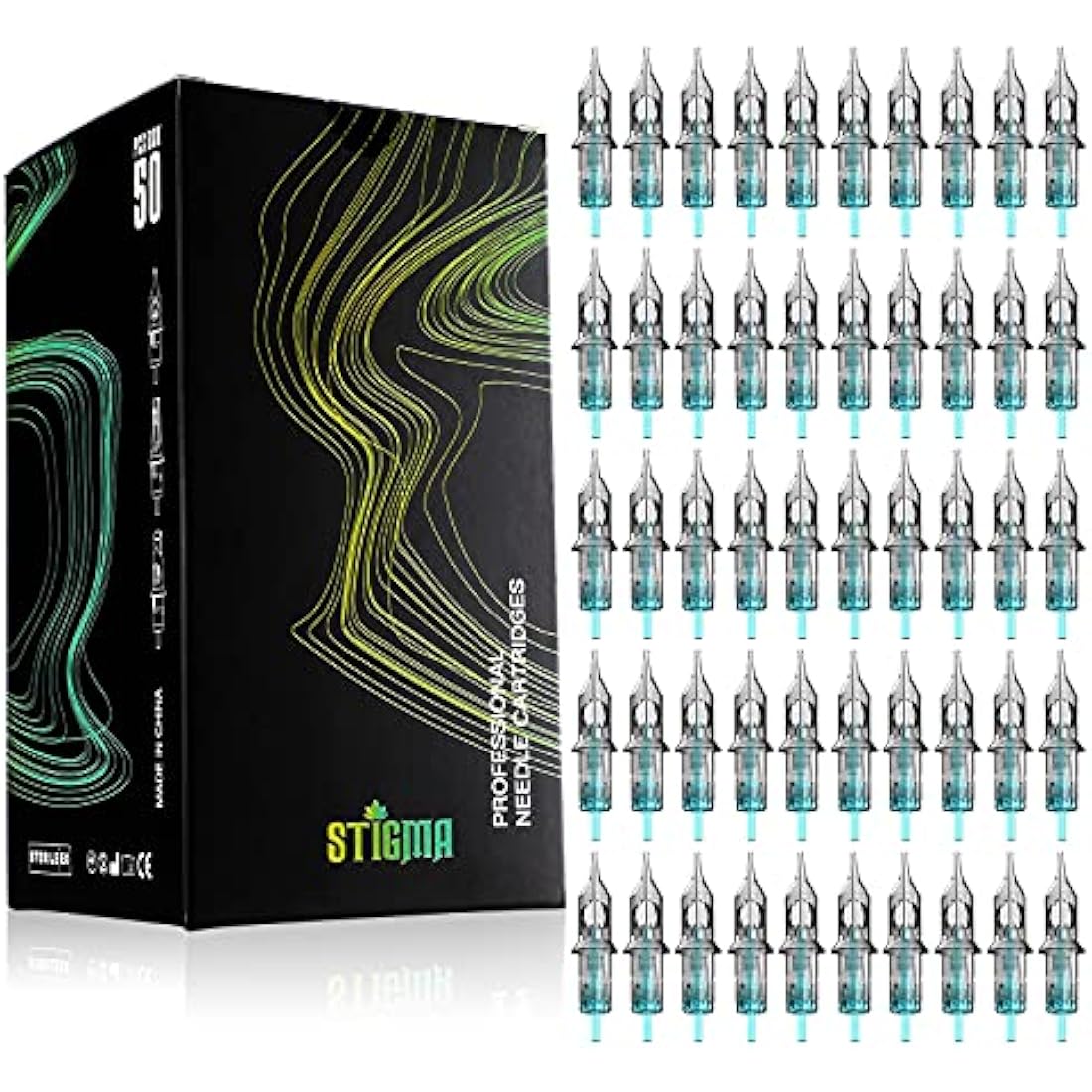 STIGMA 50Pcs Tattoo Cartridges – Mixed #10 Bugpin Round Liner Needles