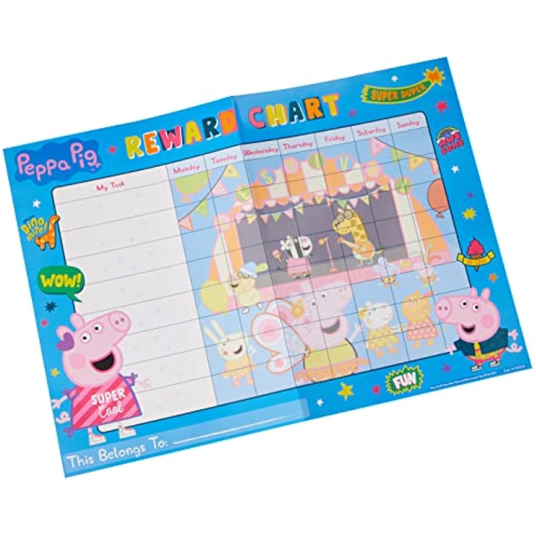 Peppa Pig Reward Chart with 56 Sparkly Stickers – Kids Behavior Chart