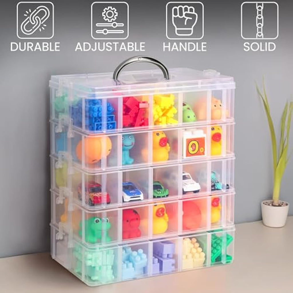 Belle Vous 5-Tier Craft Storage Box | 50-Compartment Plastic Organiser