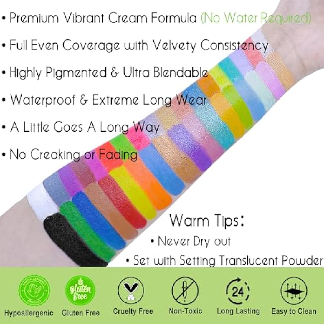 CCbeauty Professional Face Paint Kit | 36 Color Oil-Based SFX Body Palette