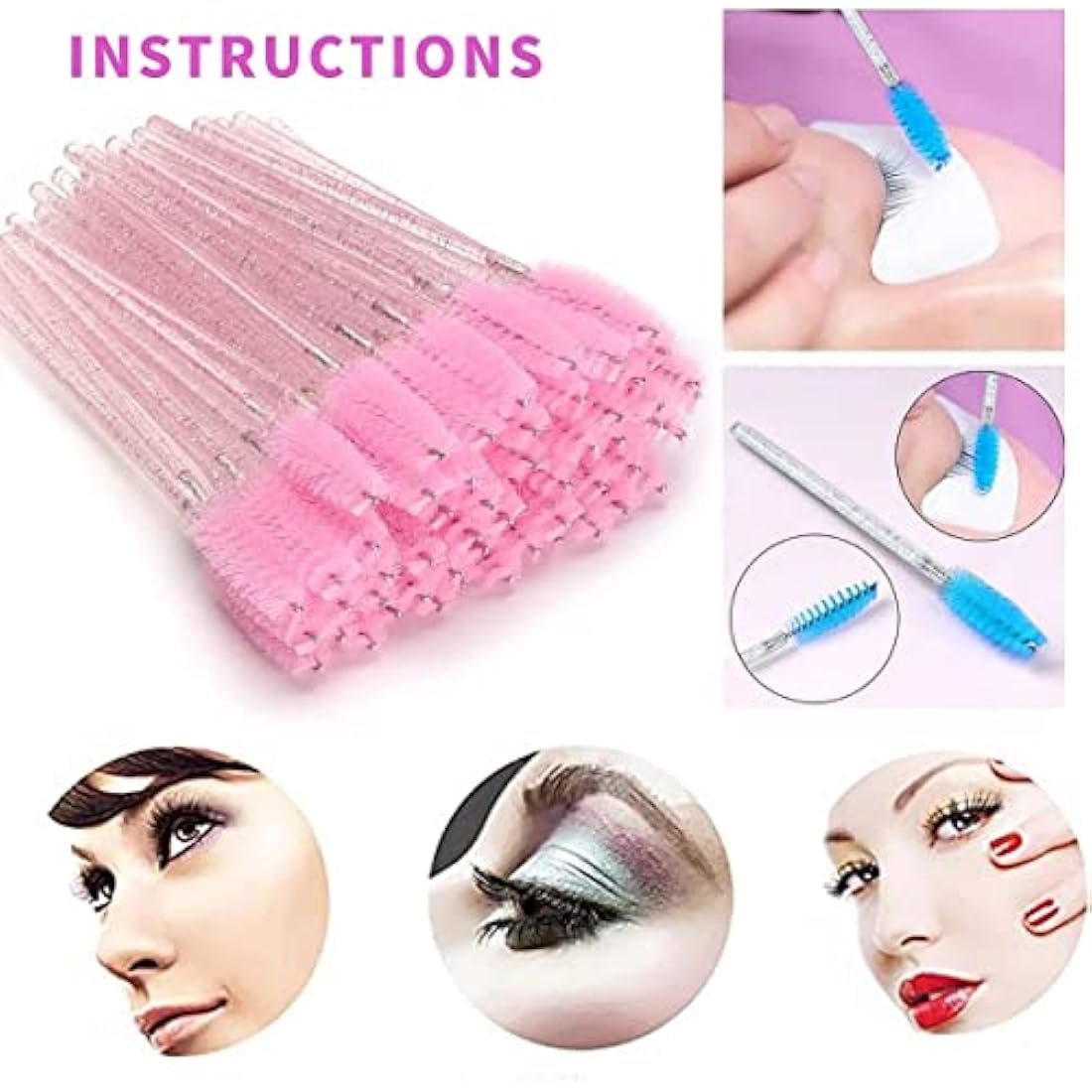 Disposable Mascara Wands | 100PC Crystal Pink Eyelash Brushes