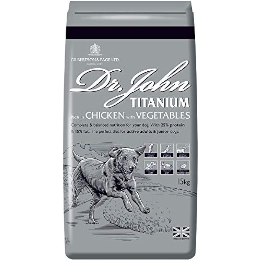Dr. John Titanium Chicken Dry Dog Food – Active Adult & Junior 15kg