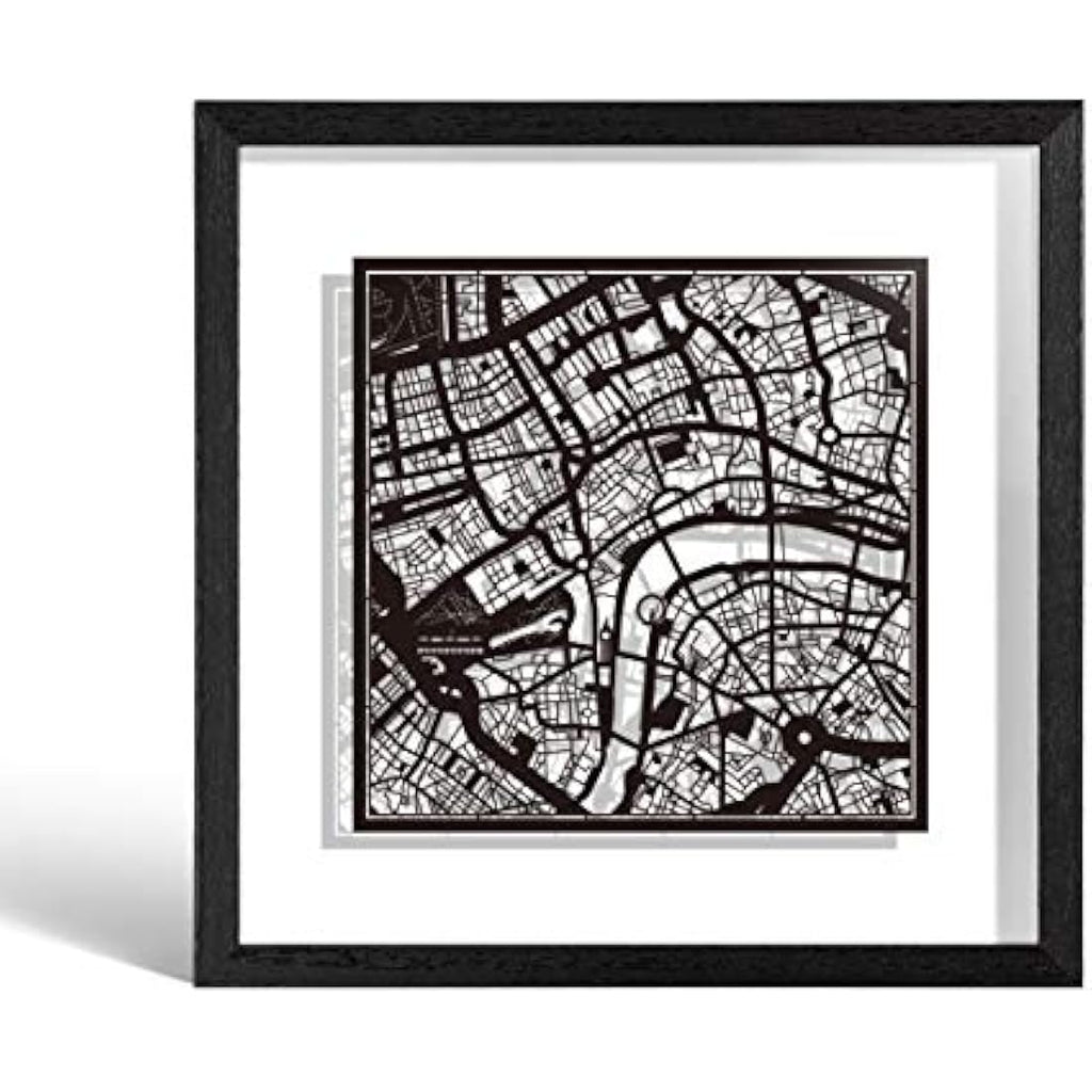 London Paper Cut Map Wall Art –  Framed 9x9 Paper Decor