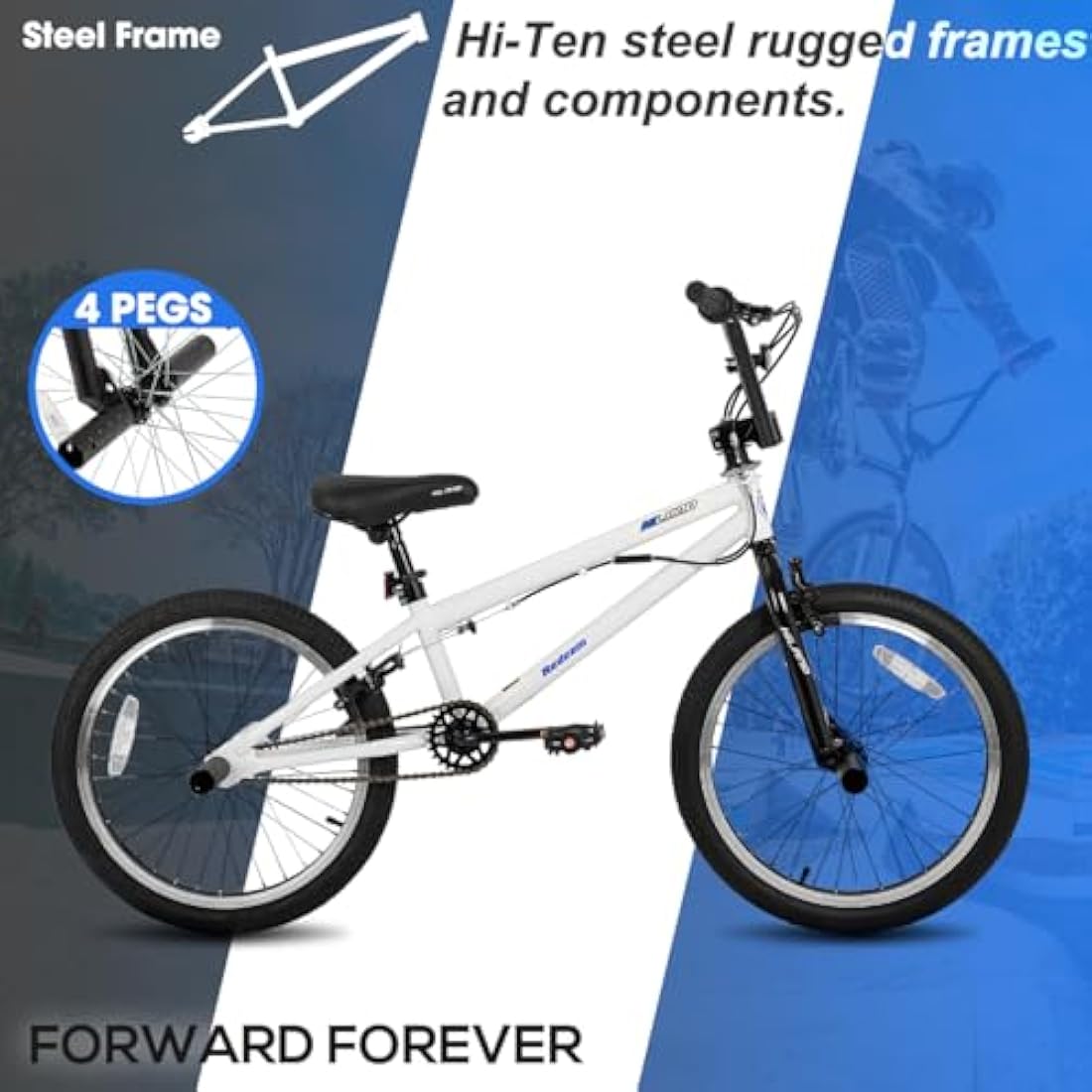 Hiland 20 Inch BMX Freestyle Bike with 360 Degree Gyro and 4 Pegs