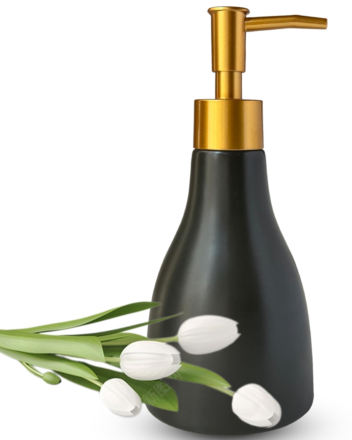 Jolof Store Ceramic Soap Dispenser – 280ml Refillable Black Lotion Pump