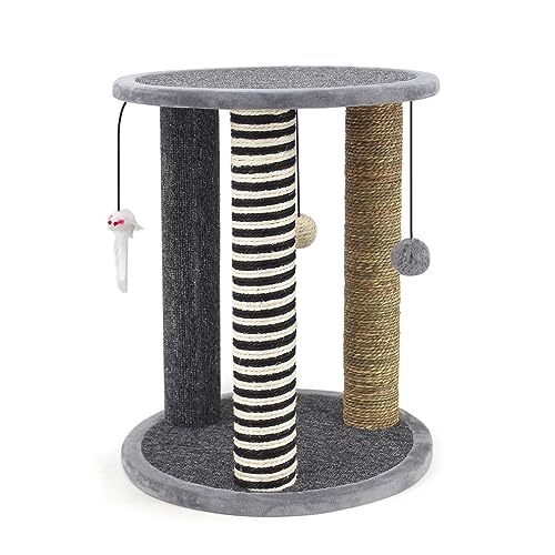 SONGWAY Cat Scratching Post Tree | 3-Pole Sisal & Carpet Scratcher Toy