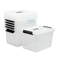 Asking 10 L Clear Plastic Storage Lidded Boxes with Black Handles/Latch, Pack of 6