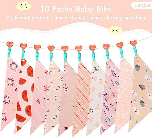 Baby Bandana Dribble Bibs | 10-Pack Absorbent Cotton Bibs