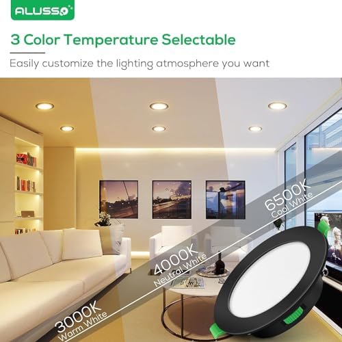 ALUSSO Ultra Slim 10W Dimmable LED Downlights | IP44 CCT Adjustable | 12 Pack