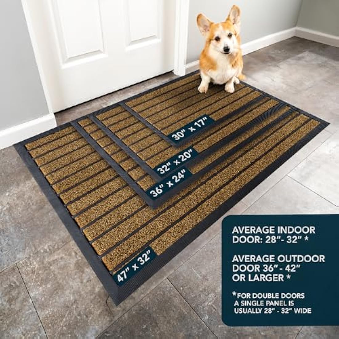 ubdyo Indoor Door Mat – Non-Slip Dirt Trapping Entryway Rug, Bright Brown