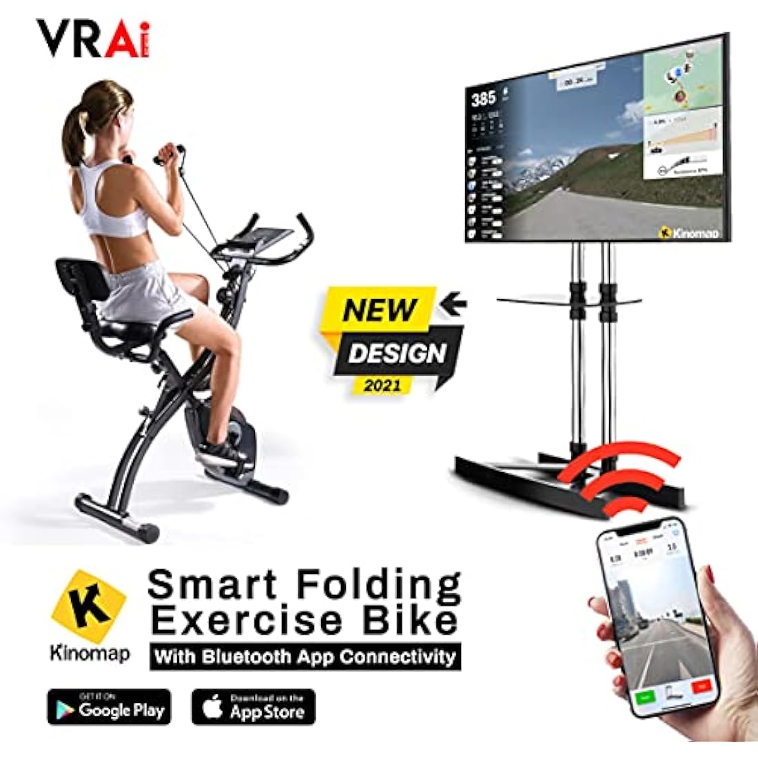 VRAi Fitness SXB-350 Smart Folding Exercise Bike | Magnetic Resistance