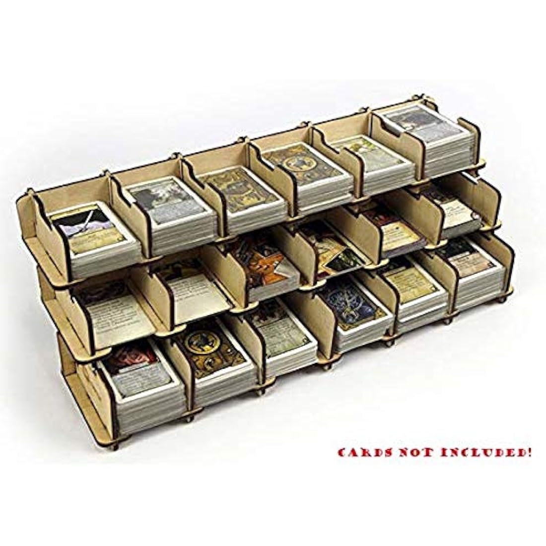 docsmagic.de Plywood Mini Card Holder | 18-Compartment 1500+ Storage