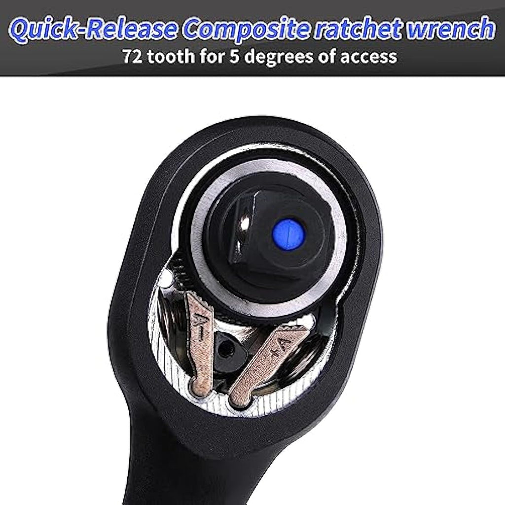 DAKCOS 3-Piece Ratchet Set – 1/4" 3/8" 1/2" Drive 72-Tooth Socket Wrench